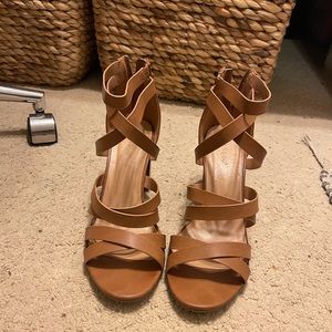 Tan block heels